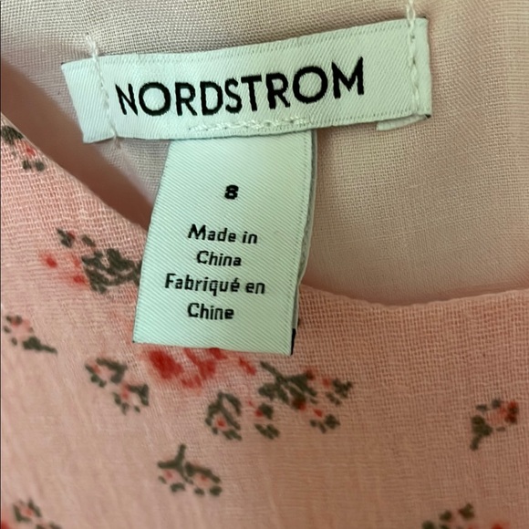 NORDSTROM NWOT Girls Size 8 Floral Print Pink Cotton Lined Dress - Picture 2 of 10
